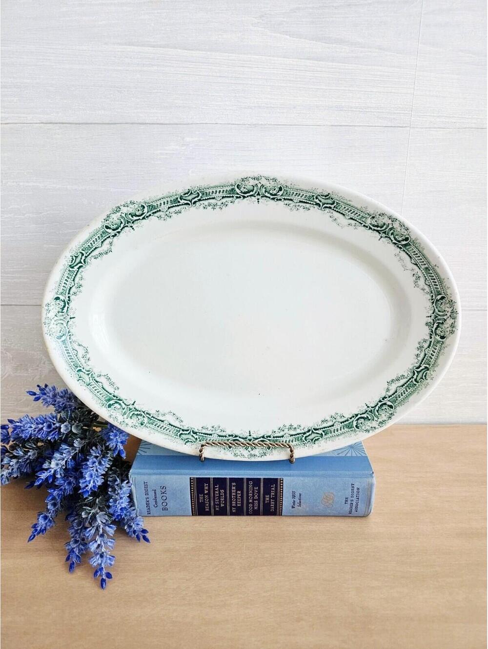 John Maddock & Sons Coronation Platter Green Floral Pattern 12.5" England
